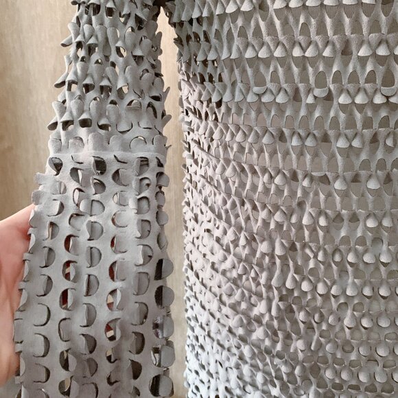 Linea Domani Taupe Waterfall Cardigan | All-Over Laser-Cut Detail | XL - Picture 9 of 14